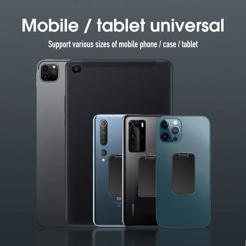 Foldable mobile phone holder with retractable ring buckle in zinc alloy, showing adjustable angle for devices