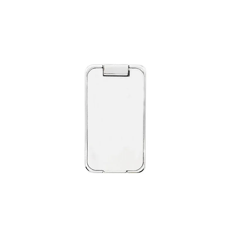 Foldable mobile phone holder with retractable ring buckle in zinc alloy, showing adjustable angle for devices