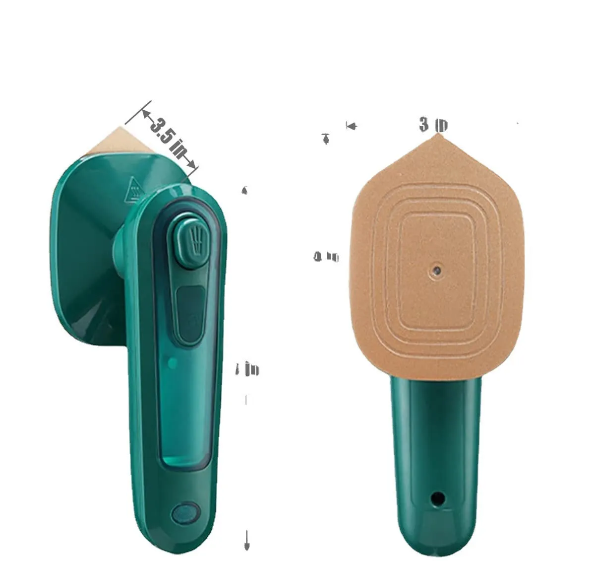 Dark green handheld garment ironing machine with titanium panel and steam function