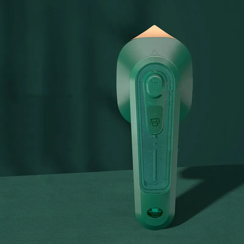 Dark green handheld garment ironing machine with titanium panel and steam function