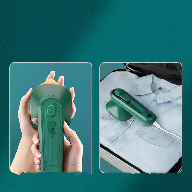 Dark green handheld garment ironing machine with titanium panel and steam function