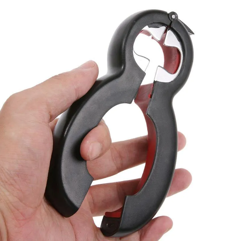 Multifunctional easy opener six in one bottle can opener with grey colour and ergonomic grip