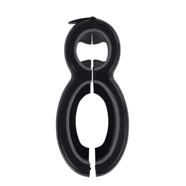 Multifunctional easy opener six in one bottle can opener with grey colour and ergonomic grip