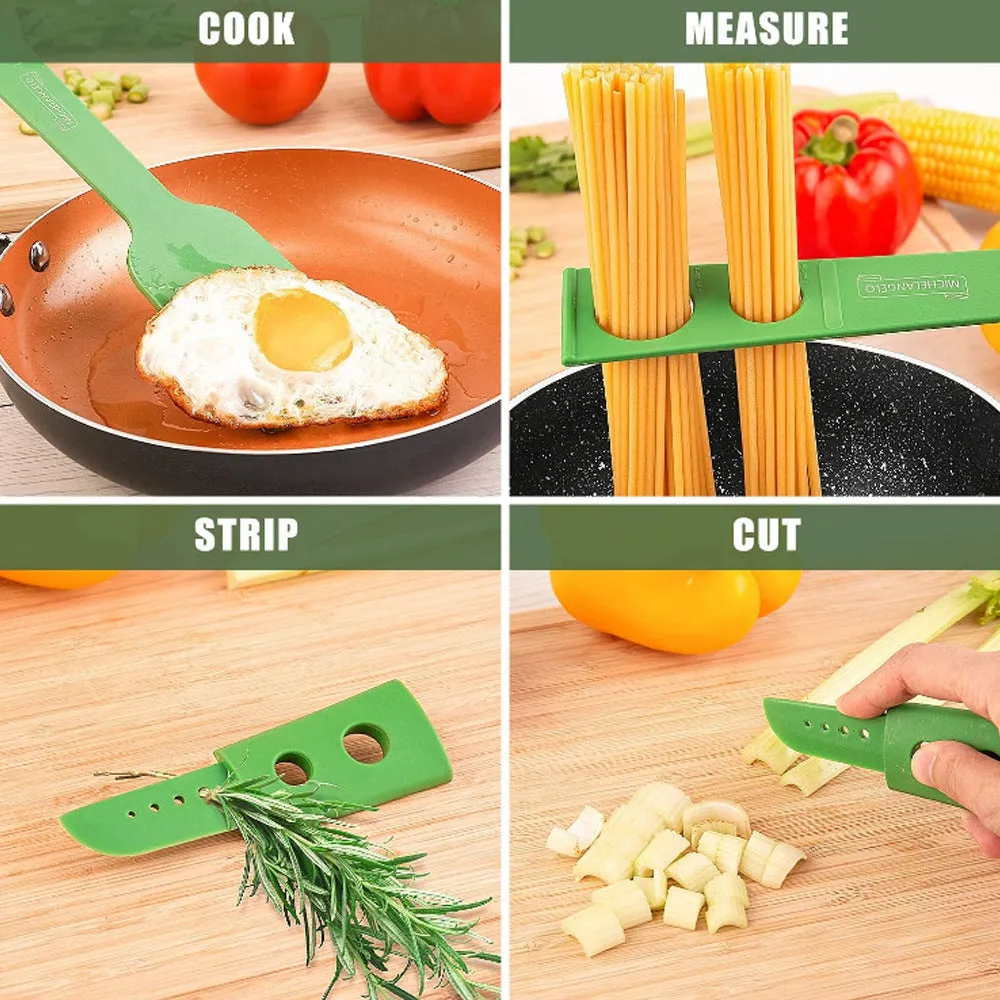Plastic kitchen spoon and spaghetti spoon set with multifunction shovel for cooking and serving