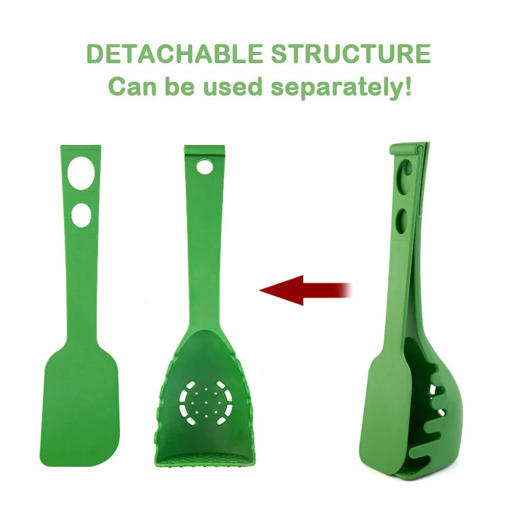 Plastic kitchen spoon and spaghetti spoon set with multifunction shovel for cooking and serving