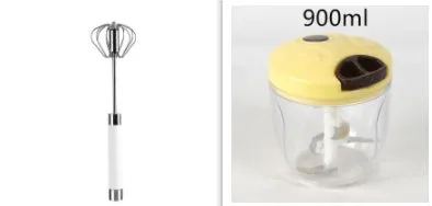 Semi-automatic stainless steel egg beater whisk with hand pressure rotating mechanism in silvery or white colour