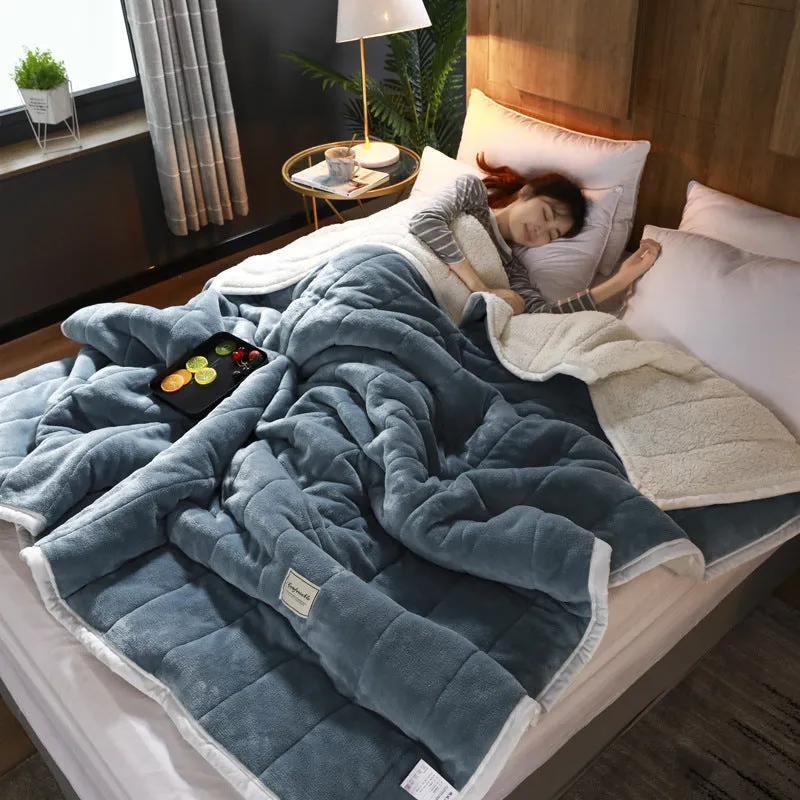 Avocado green coral fleece blanket folded to show its thick texture and 150x200cm size.