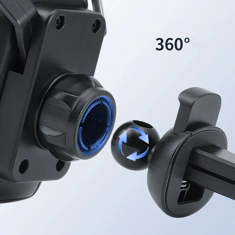 Racing seat shape car phone holder with 360-degree rotation on air vent, in gold tape colour
