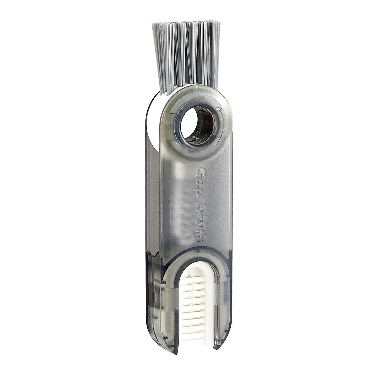Multi-functional crevice cleaning brush with spiral and bevel corner design in transparent green, white and blue colour options