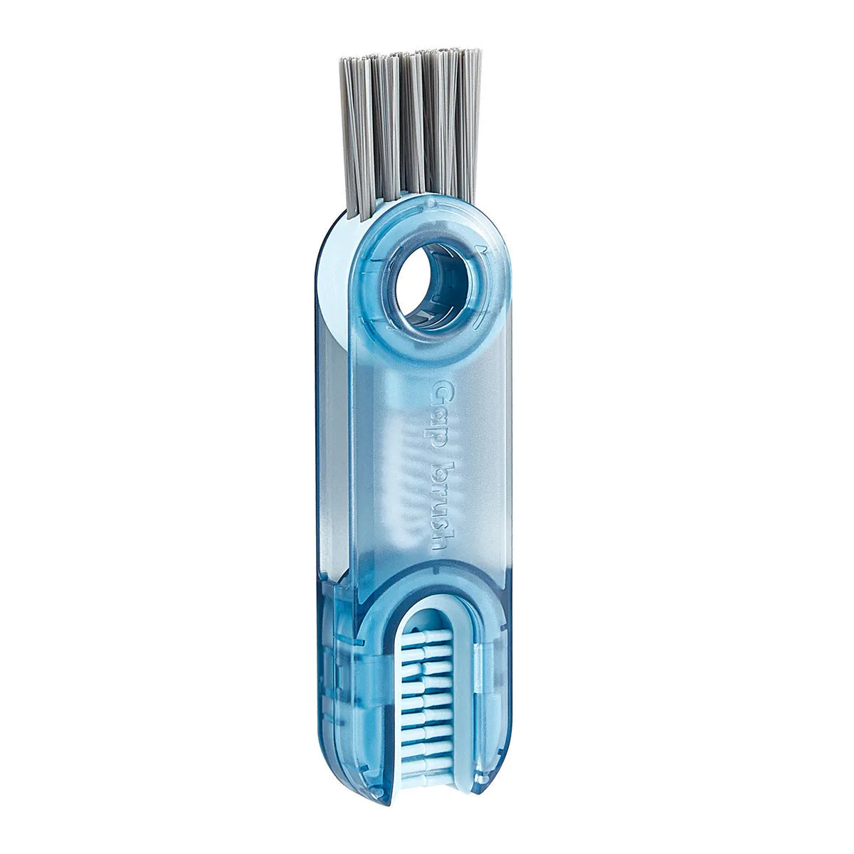 Multi-functional crevice cleaning brush with spiral and bevel corner design in transparent green, white and blue colour options