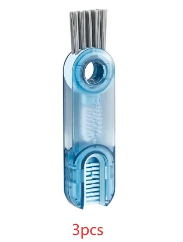 3-in-1 tiny bottle cup cover brush straw cleaner tool in transparent green, showing spiral brush and bevel corner design