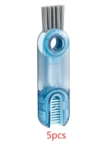 3-in-1 tiny bottle cup cover brush straw cleaner tool in transparent green, showing spiral brush and bevel corner design