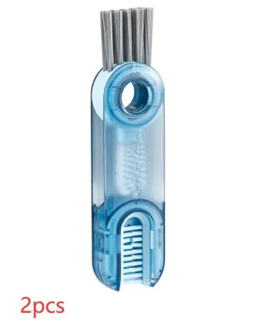 Multi-functional crevice cleaning brush with spiral and bevel corner design in transparent green, white and blue colour options