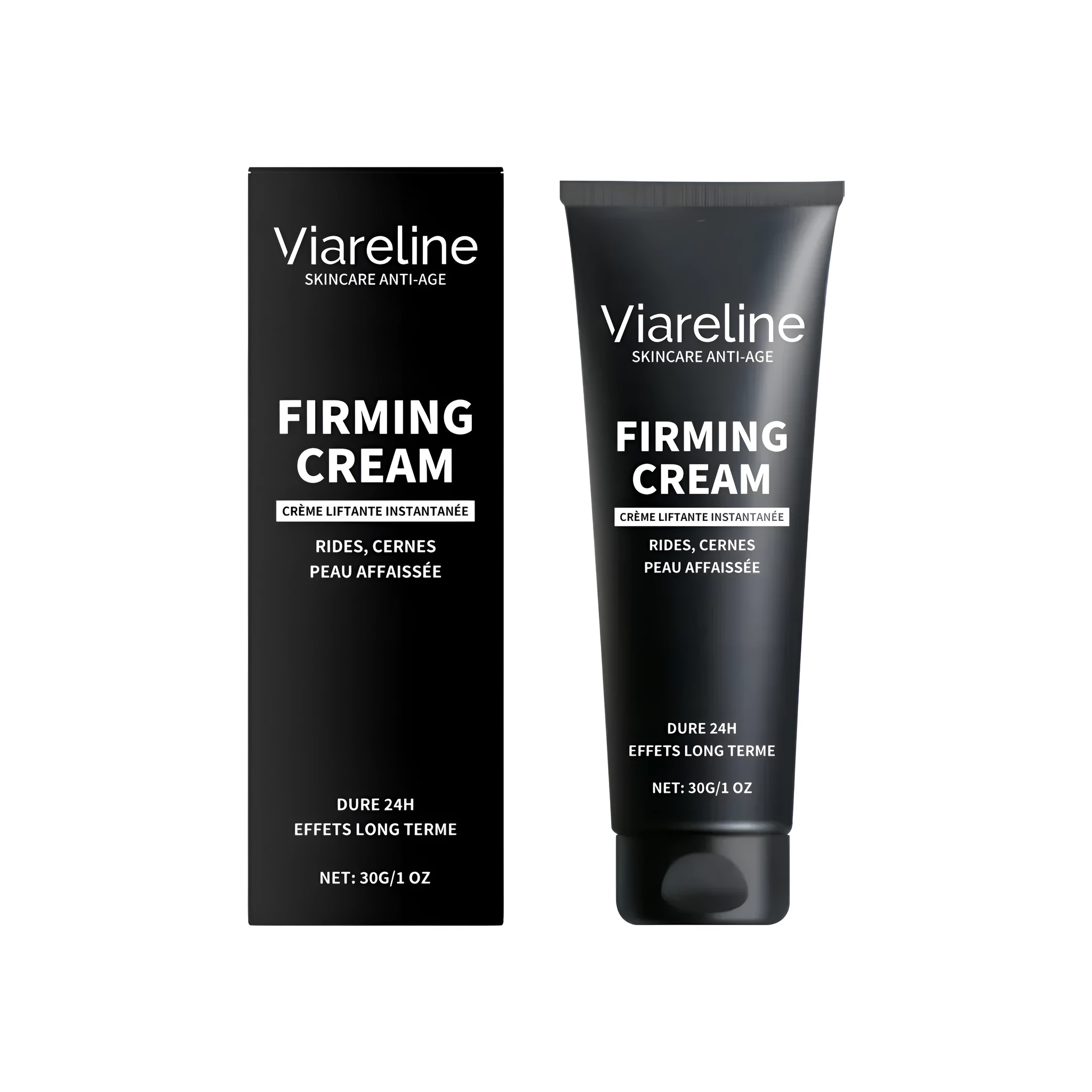 30g glass jar of anti-wrinkle firming cream with hyaluronic acid and vitamin E.