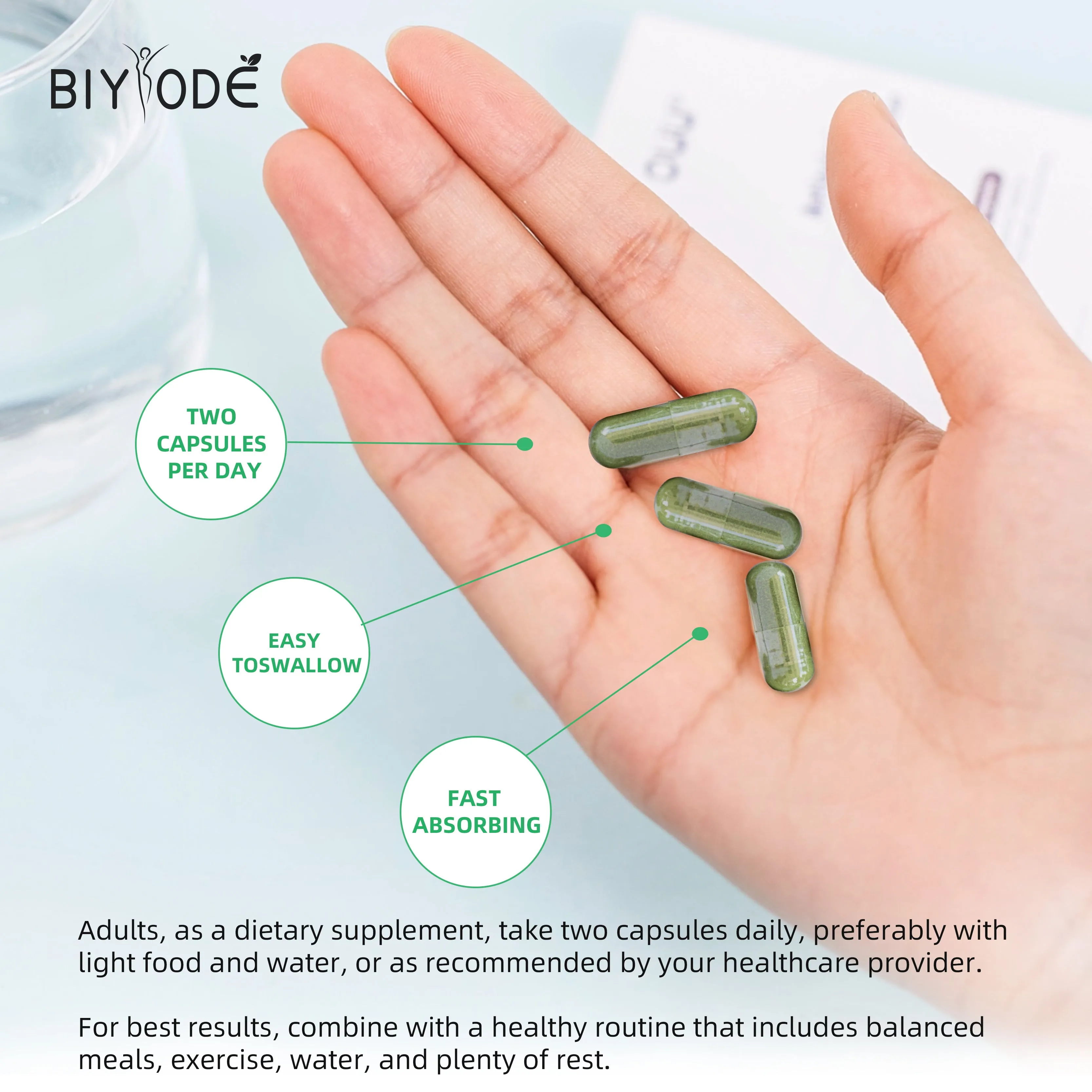 Bottle of moringa extract capsules 60ct herbal supplement for immune detox sleep bone health support