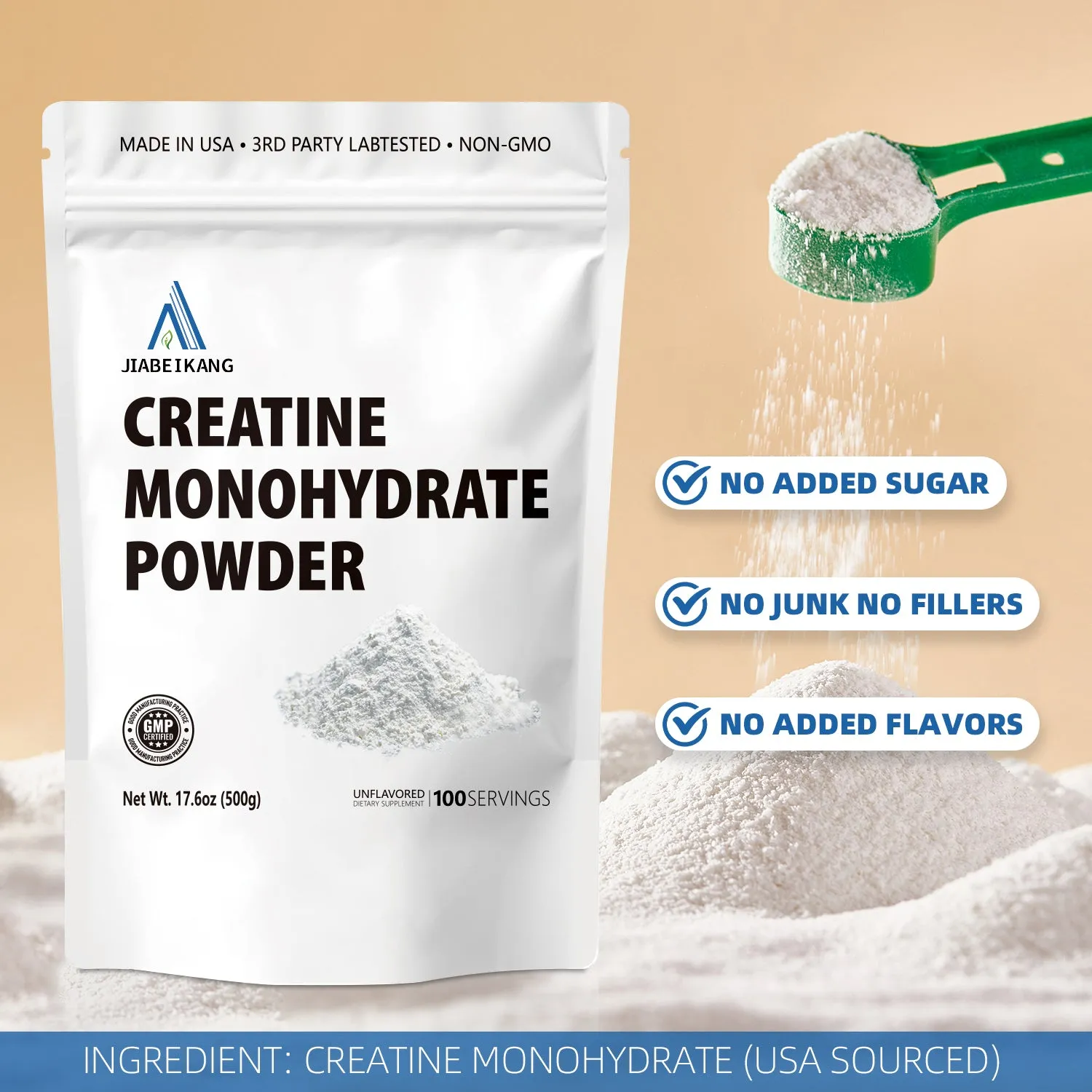 Creatine monohydrate powder 500g bag pre-workout supplement for muscle building and energy boost