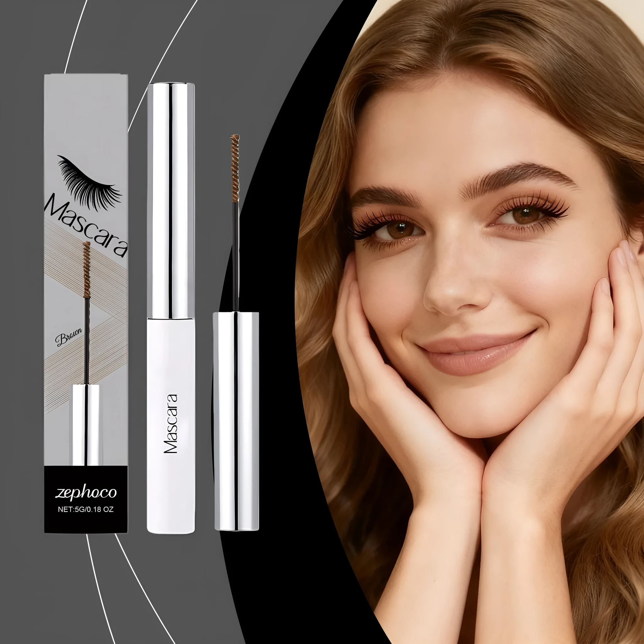 Lightweight smudge-proof mascara 5g tube with natural curl, beeswax formula for daily use