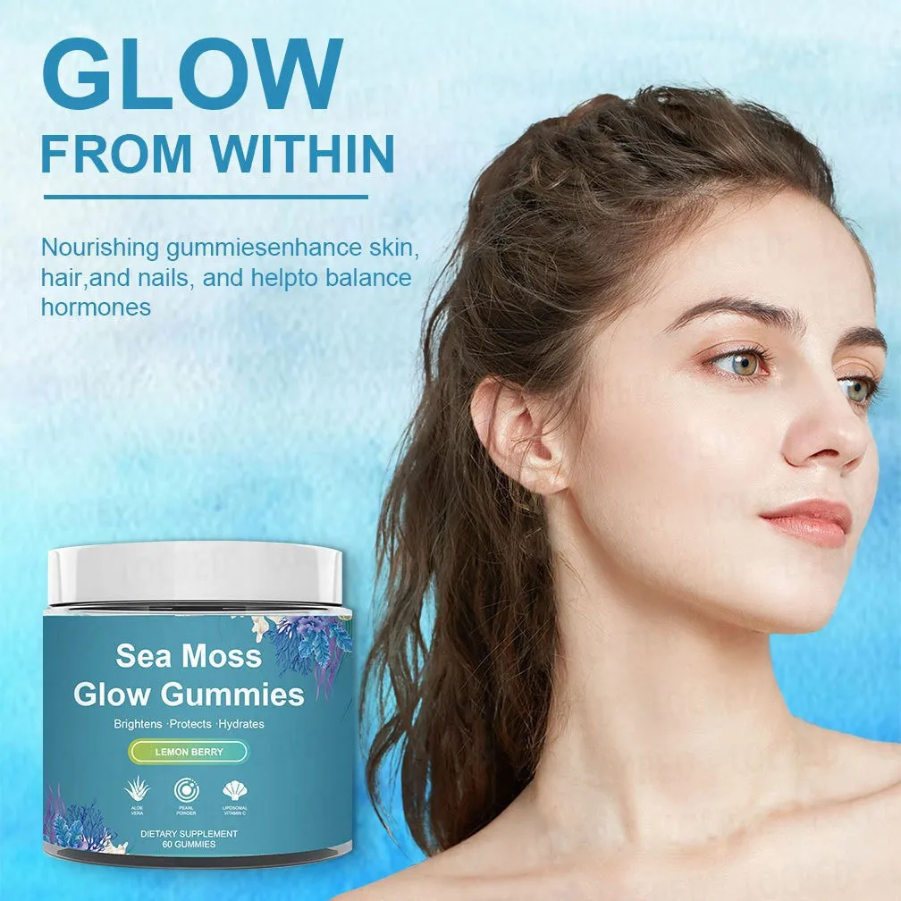Sea Moss Gummies 60 tablets in a bottle with sea moss and seaweed extract for adult dietary use