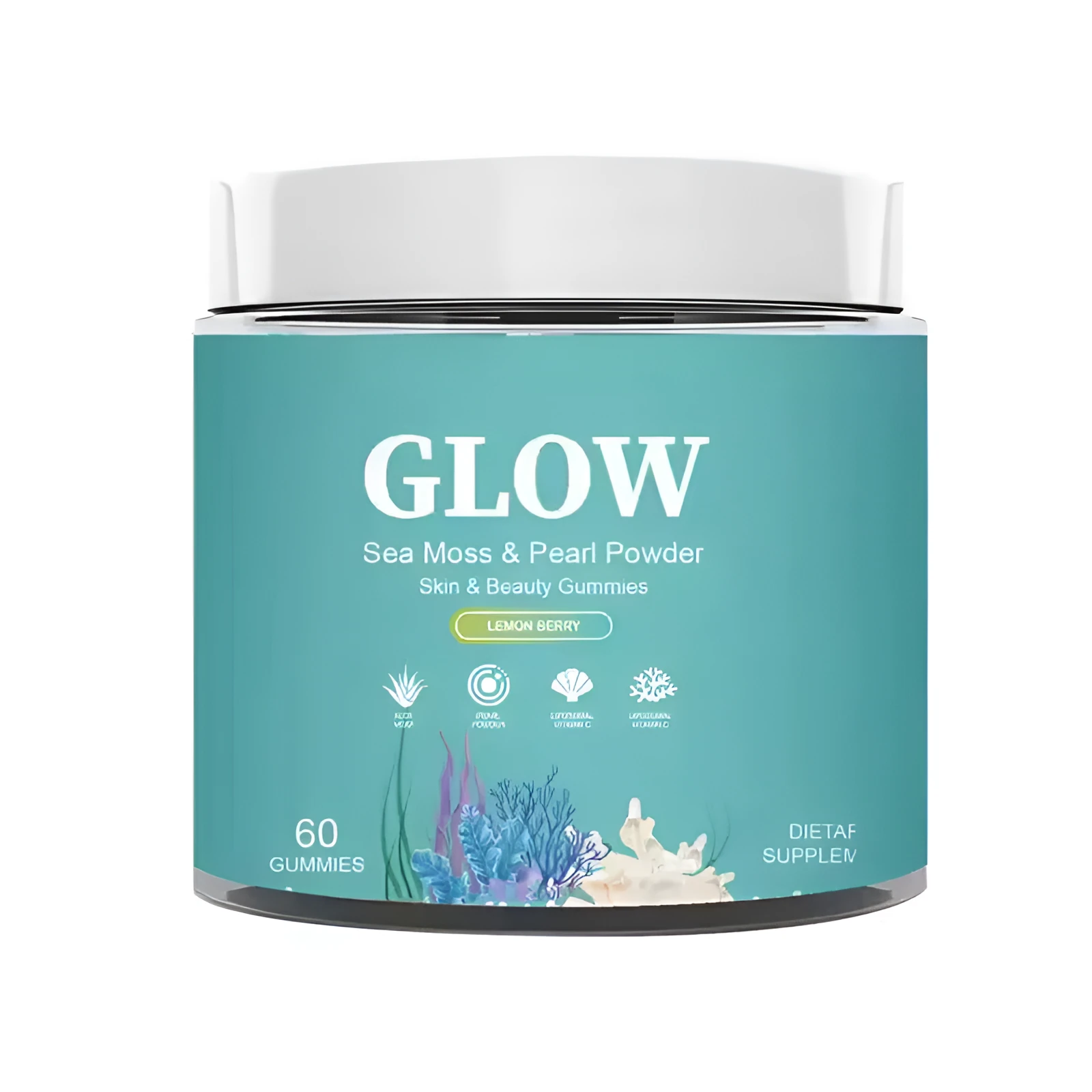 Sea Moss Gummies 60 tablets in a bottle with sea moss and seaweed extract for adult dietary use