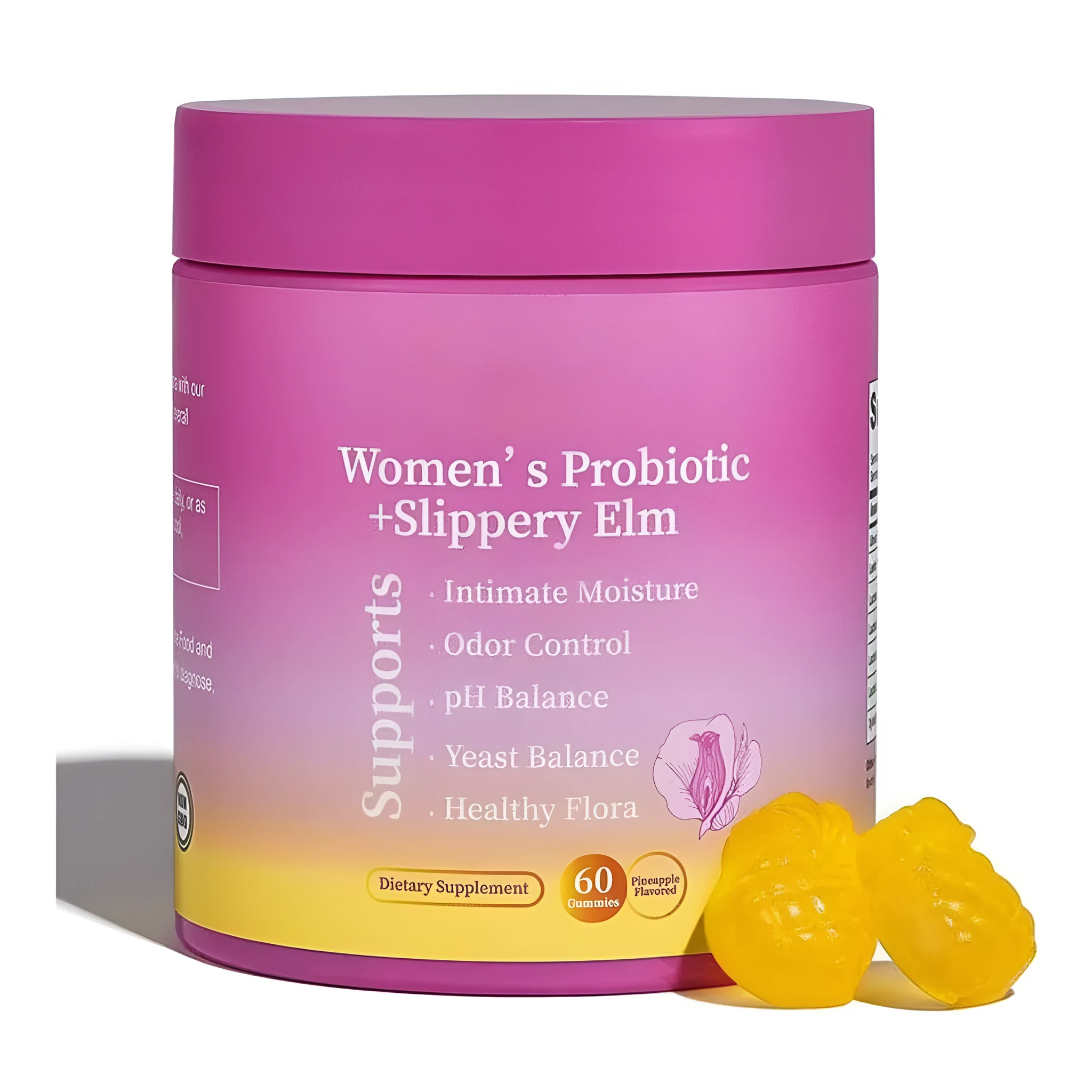Probiotic gummy pineapple flavour 60 tablets box for adult digestive support