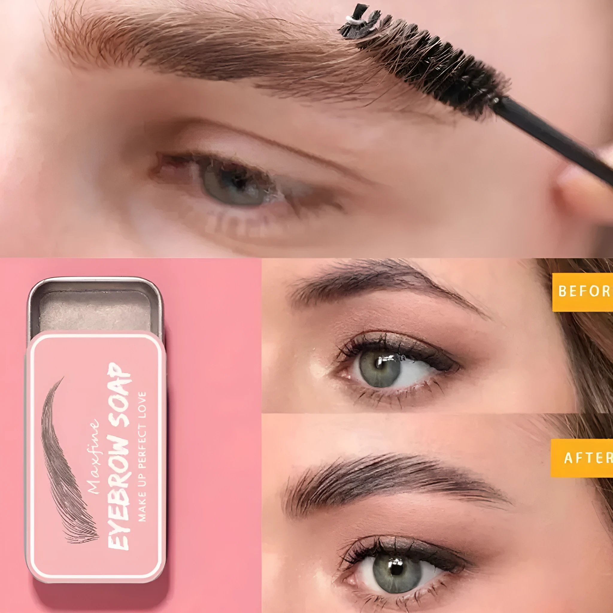 10g eyebrow cream pot and an eyebrow brush for brow shaping and colour application
