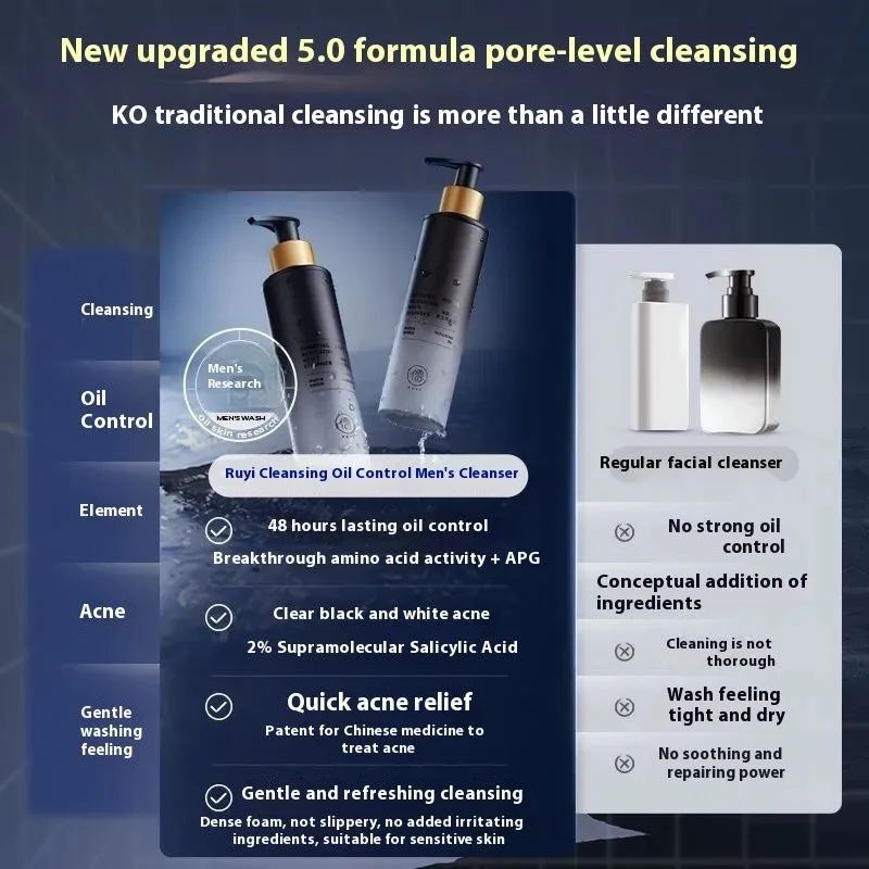 150ml men's oil control facial cleanser bottle for blackhead and acne removal