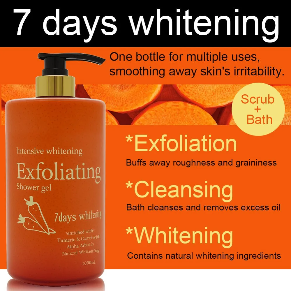 7 Days Exfoliating Body Wash Whitening Shower Gel 1000ml Original formula bottle