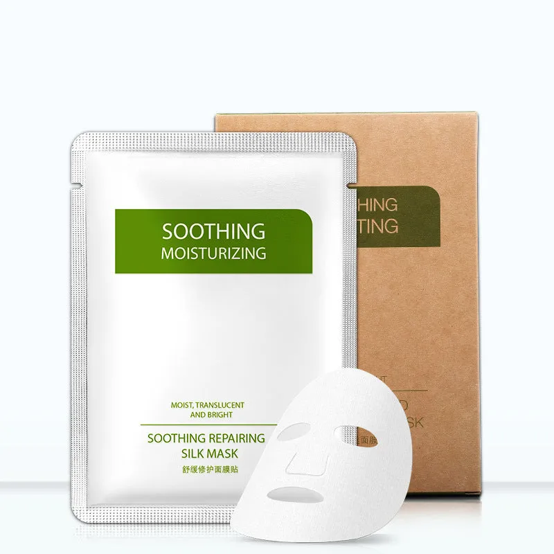 White silk facial mask for sensitive skin with 25g moisturising formulation in box packaging