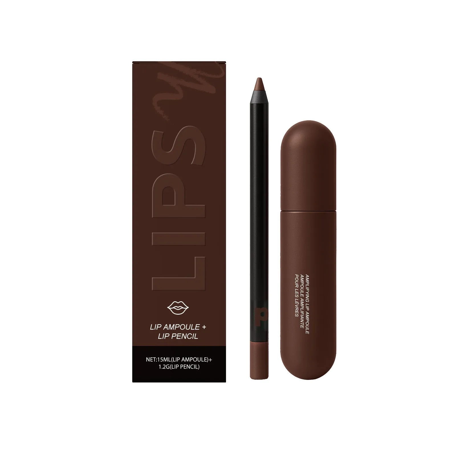 Lip gloss and lip liner duo set with 15ml lip essence and liner in six shades