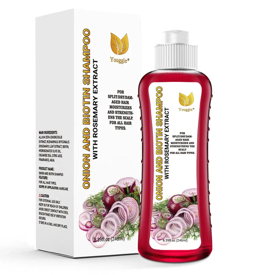 248ml bottle of anti-hair loss shampoo with red onion and biotin for strengthening thinning hair