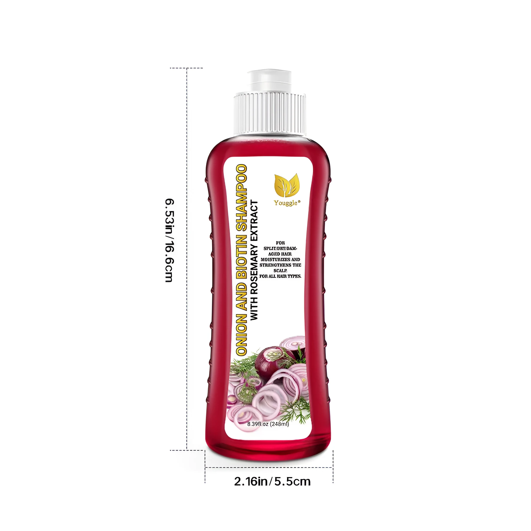 248ml bottle of anti-hair loss shampoo with red onion and biotin for strengthening thinning hair