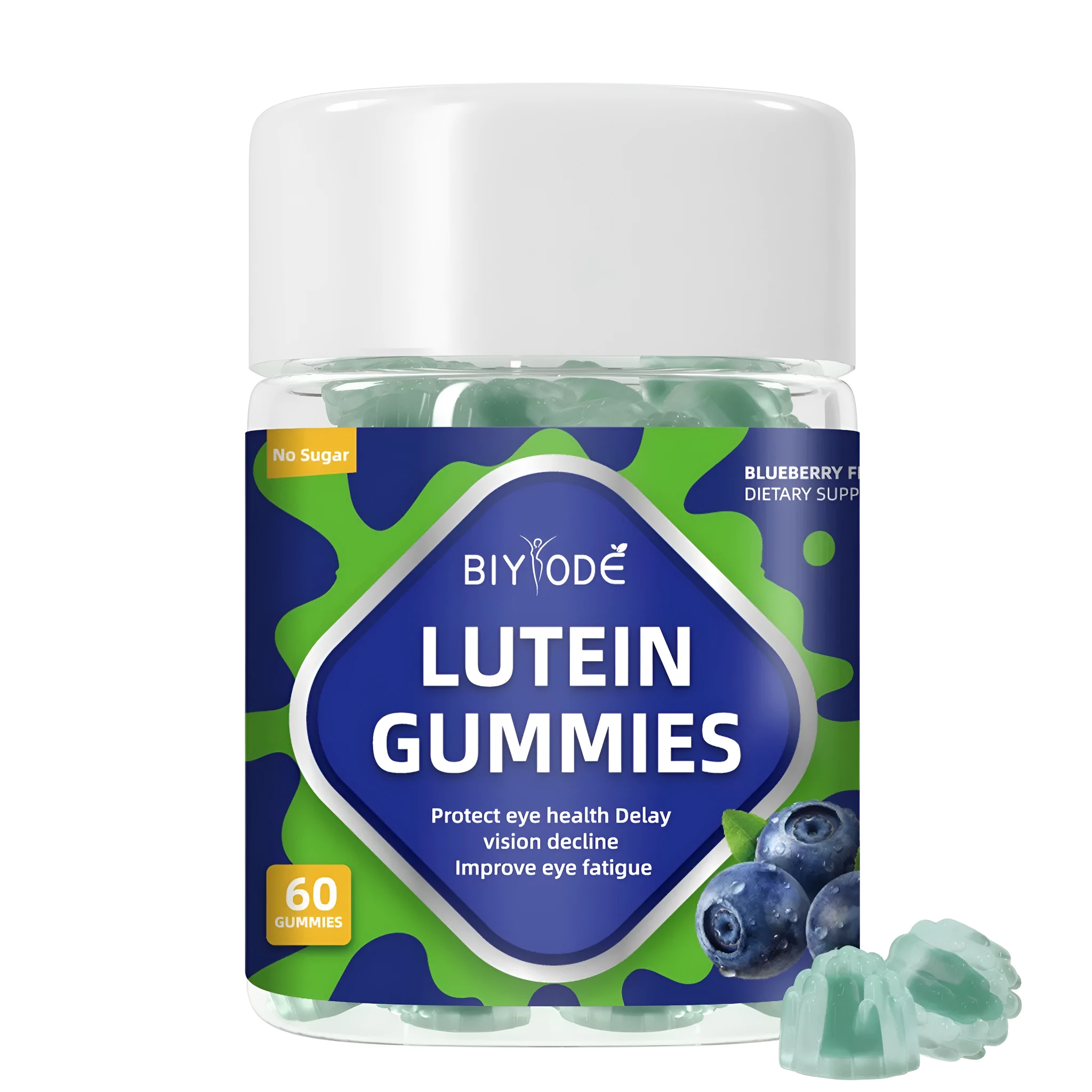 Bottle of 60 lutein gummies for vision support with natural ingredients lutein and vitamins A C E
