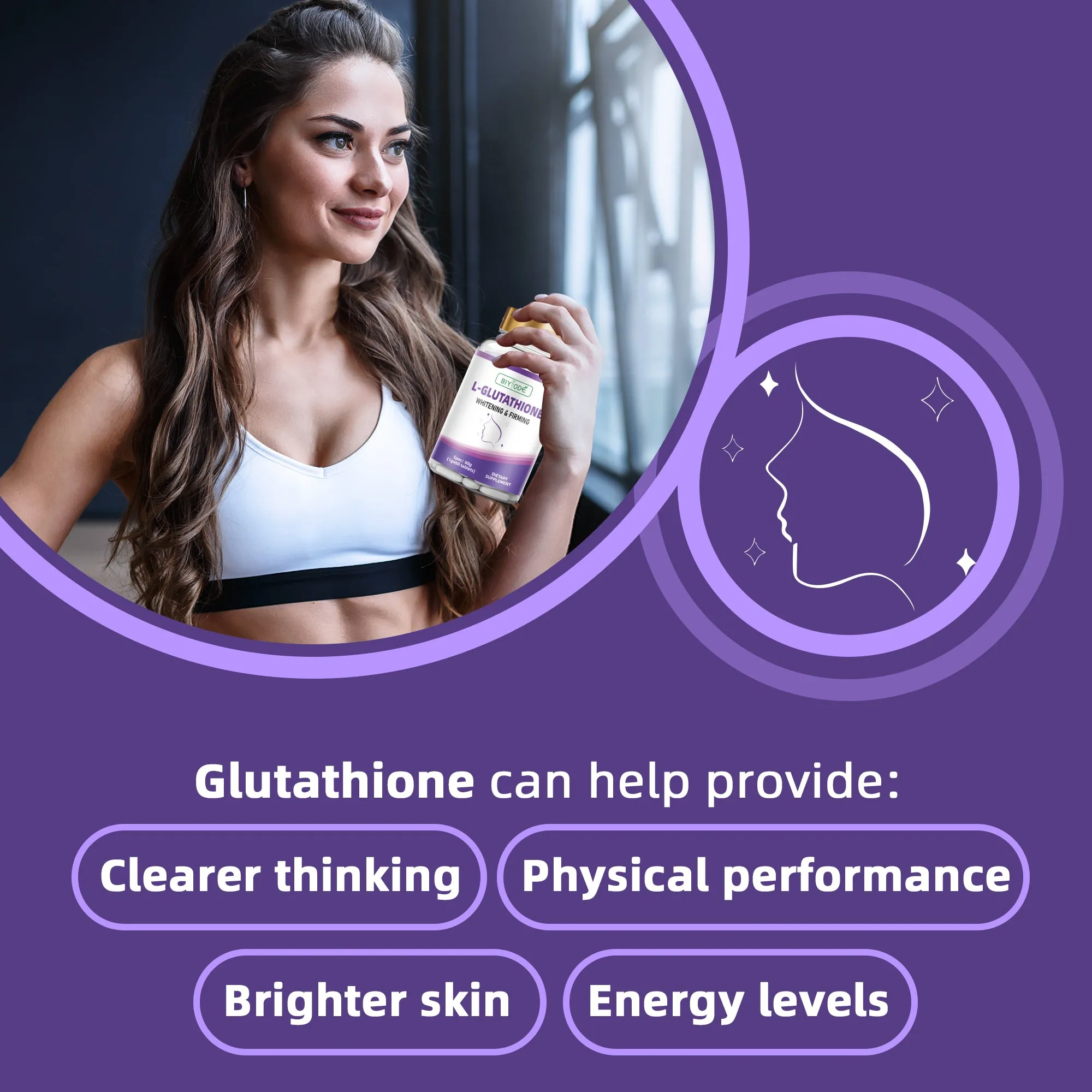 Biyode L-Glutathione tablets 60 tablets bottle original flavour skin whitening supplement