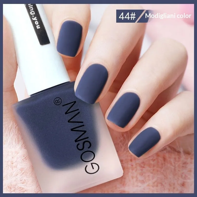 13ml quick-dry matte nail polish bottle with non-peel formula in 46 colour shades including matte black and ox blood red