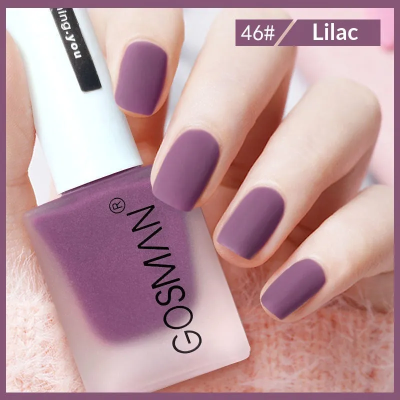 13ml quick-dry matte nail polish bottle with non-peel formula in 46 colour shades including matte black and ox blood red