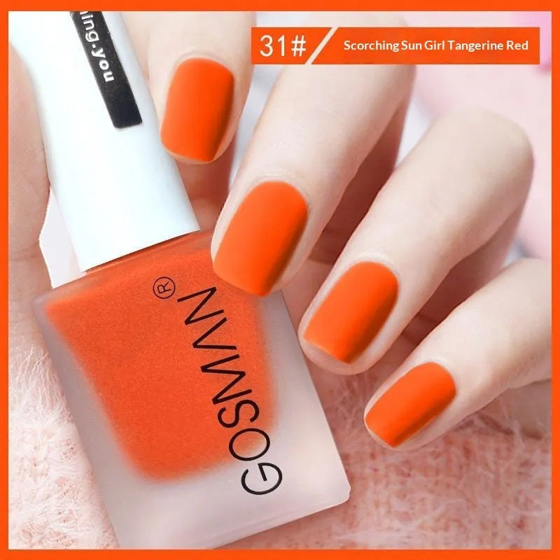 13ml quick-dry matte nail polish bottle with non-peel formula in 46 colour shades including matte black and ox blood red
