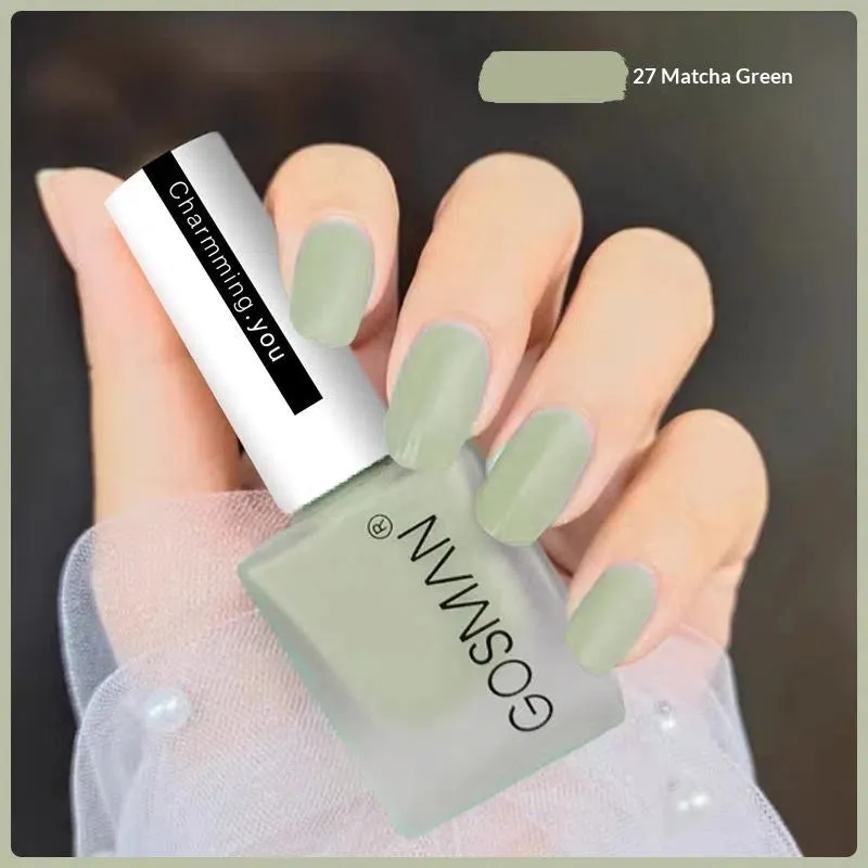 13ml quick-dry matte nail polish bottle with non-peel formula in 46 colour shades including matte black and ox blood red