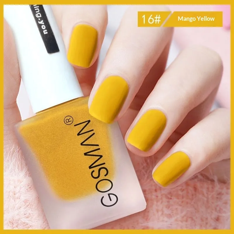 13ml quick-dry matte nail polish bottle with non-peel formula in 46 colour shades including matte black and ox blood red