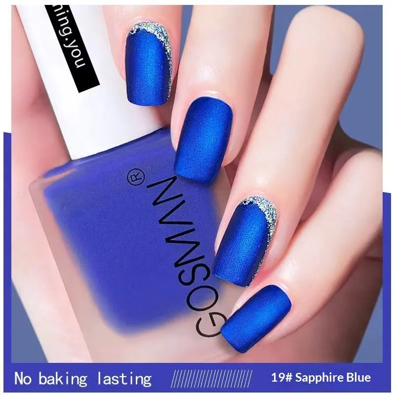 13ml quick-dry matte nail polish bottle with non-peel formula in 46 colour shades including matte black and ox blood red