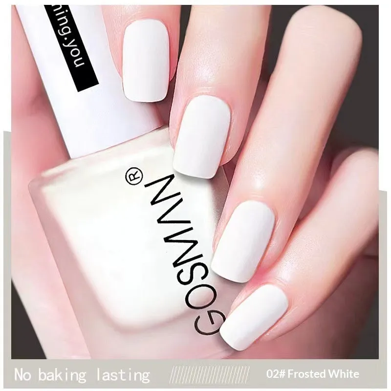 13ml quick-dry matte nail polish bottle with non-peel formula in 46 colour shades including matte black and ox blood red