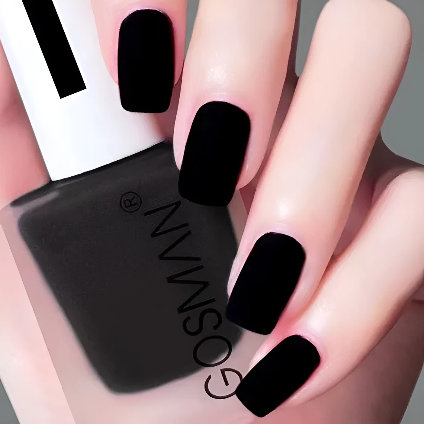 13ml quick-dry matte nail polish bottle with non-peel formula in 46 colour shades including matte black and ox blood red