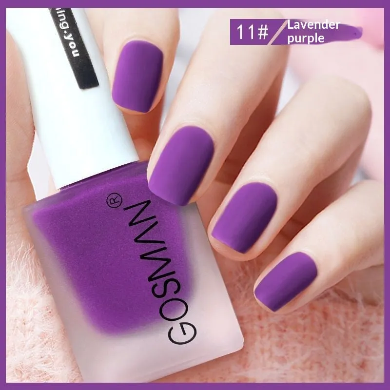 13ml quick-dry matte nail polish bottle with non-peel formula in 46 colour shades including matte black and ox blood red