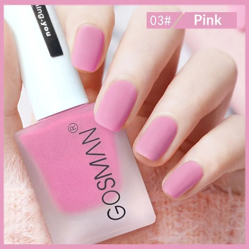 13ml quick-dry matte nail polish bottle with non-peel formula in 46 colour shades including matte black and ox blood red