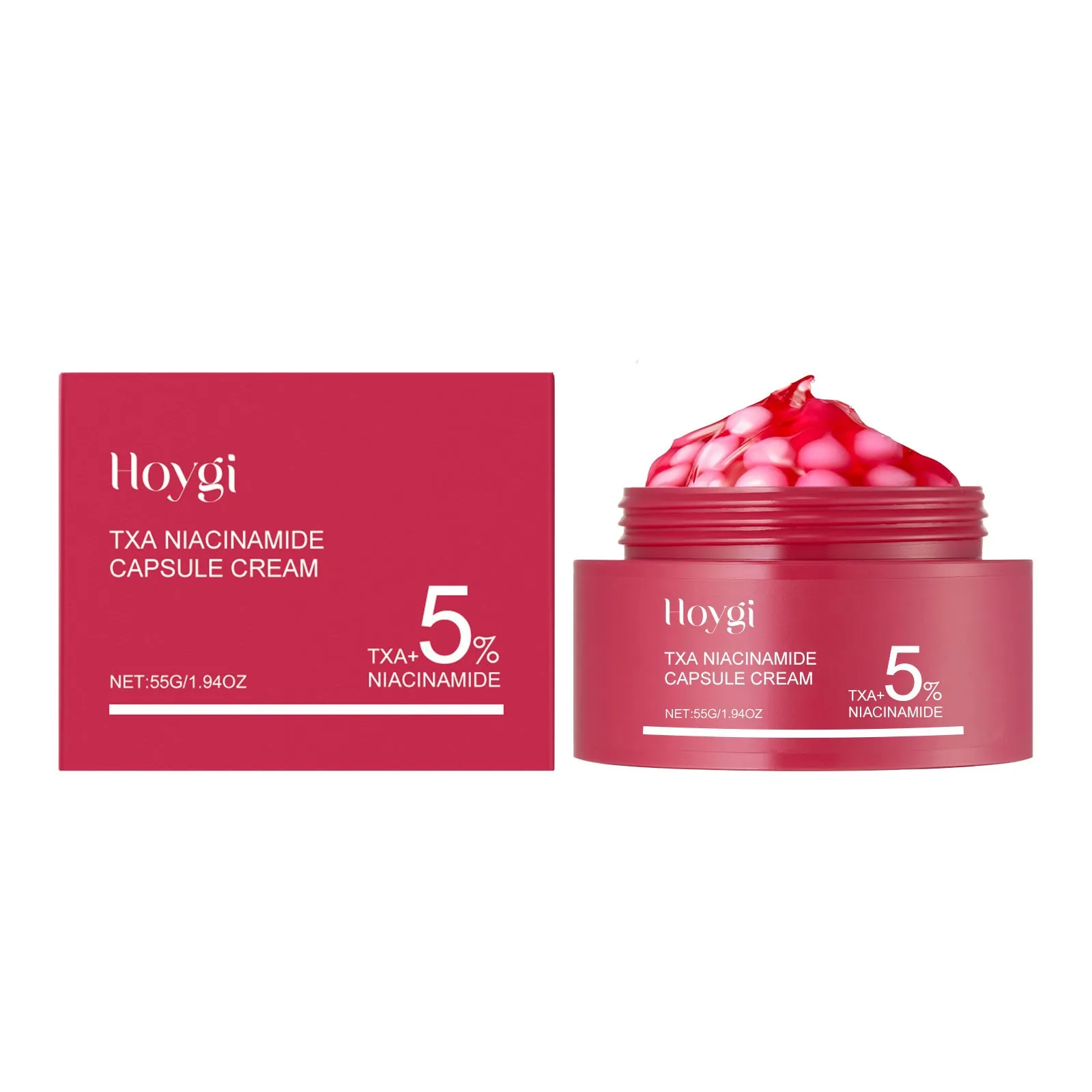 55g moisturising cream jar with tranexamic acid and nicotinamide dual-phase formulation