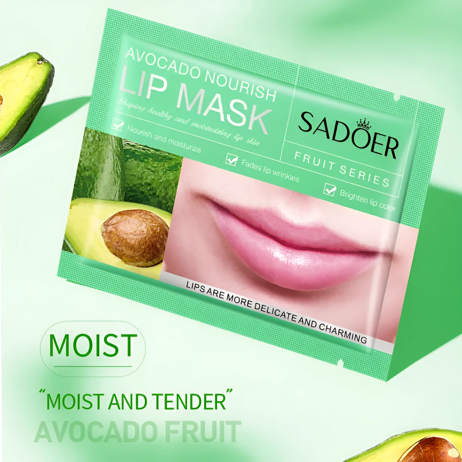 SADOER Avocado Fruit Series Lip Mask 8g tube with avocado and fruit design