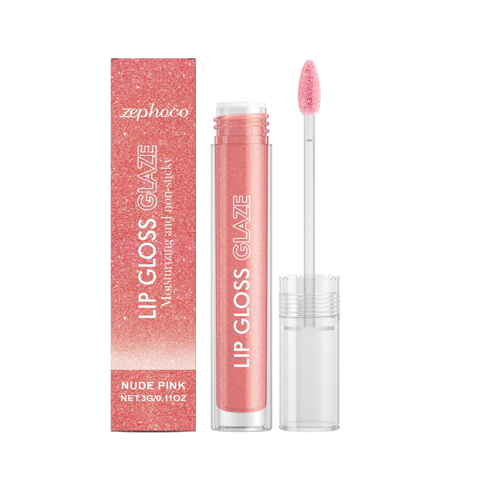 Moisturising fine glitter lip gloss in a compact 3g tube with subtle shimmer finish and shea butter formula