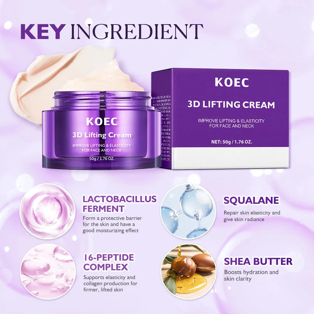 KOEC 3D Lifting Face And Neck Moisturizer 50g cream tub for firmer skin