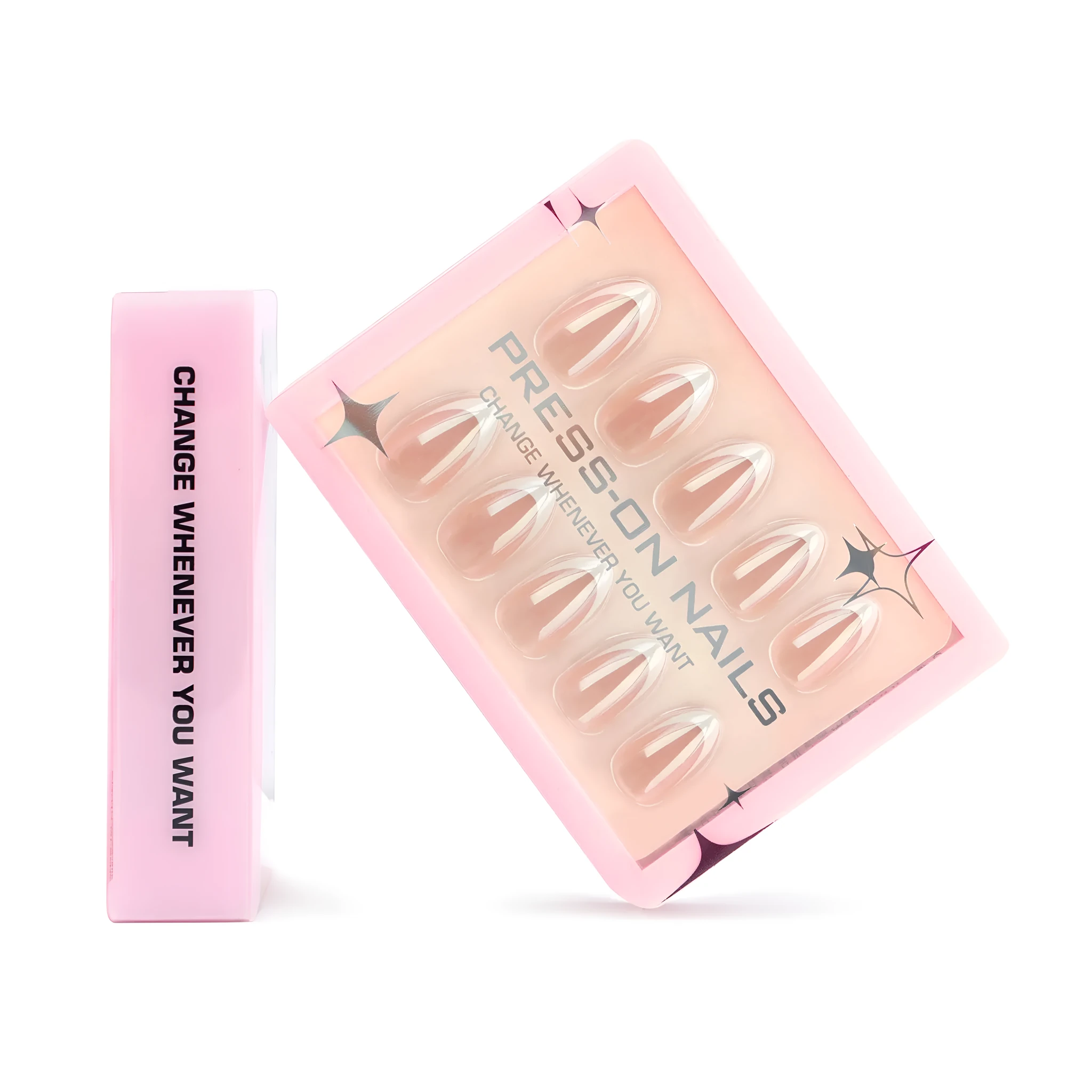 Solid colour short almond-shaped nail tips 30 pieces in colour GD12 for women