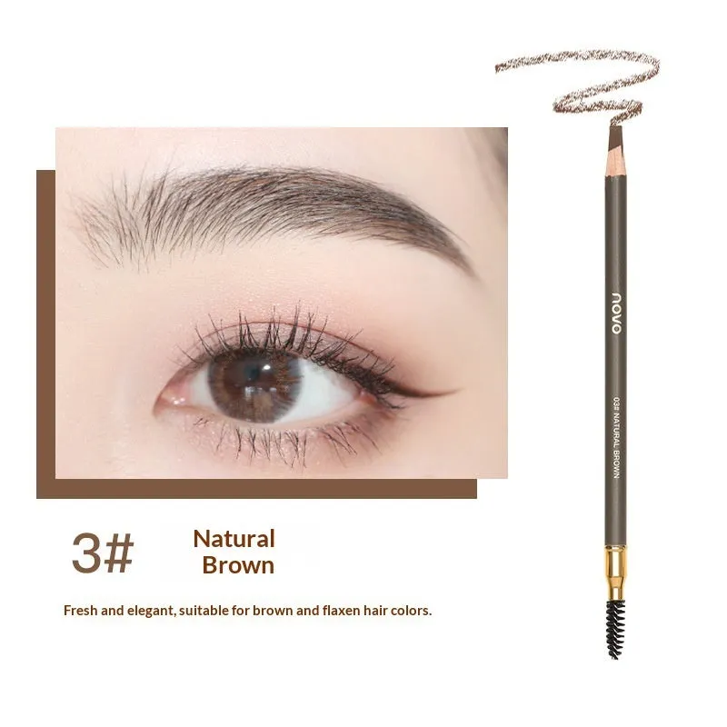 Natural Shaping Machete Smudge-proof Double-ended Eyebrow Pencil in four shades with spoolie brush