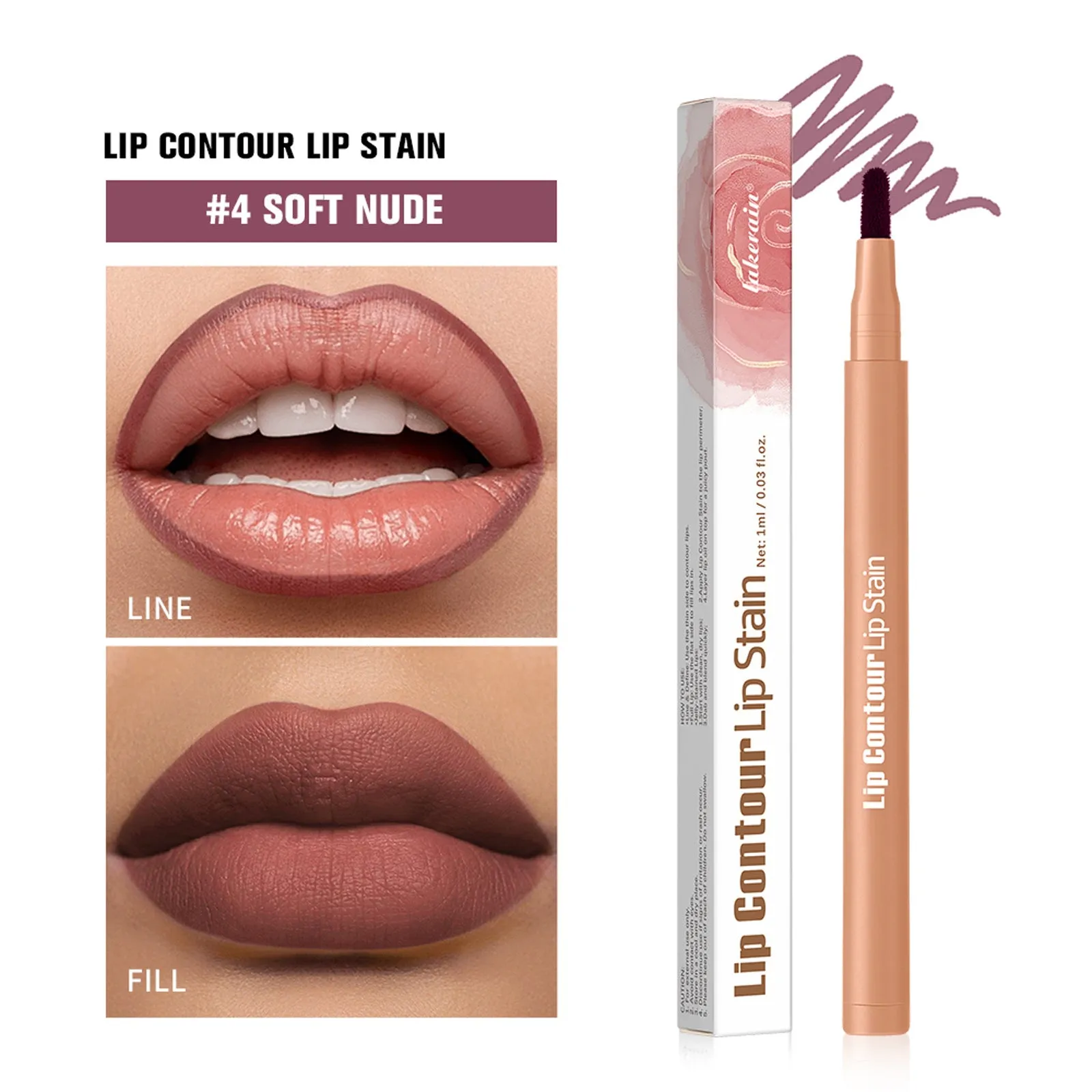 Wooden lip pencil in shade 2 Rosewood with visible colour tip and wooden casing